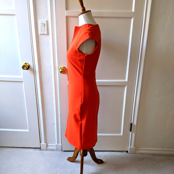 Zara orange stretch midi dress size small - Picture 3 of 8